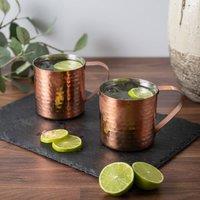 BarCraft Set of 2 Hammered Copper Moscow Mule Mugs