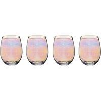 Mikasa Set of 4 Iridescent Glass Tumblers 600ml in Pale Pink