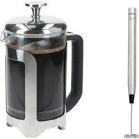 La Cafetiere Roma 6 Cup Cafetire & Handheld Coffee Frother Set in Metallic Silver