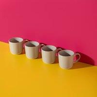 La Cafetiere Set of 4 Latte Ceramic Coffee Mugs in Light Grey