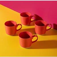 La Cafetiere Set of 4 Red Ceramic Coffee Mugs