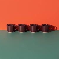 La Cafetiere Set of 4 Purple Ceramic Coffee Mugs in Aubergine