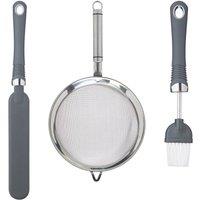 KitchenCraft 3pc Soft Grip Professional Baking Utensil Set in Dark Grey