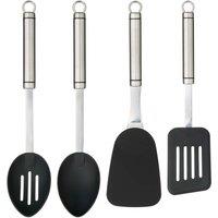 KitchenCraft 4pc Professional Non-Stick Stainless Steel Kitchen Utensil Set in Silver