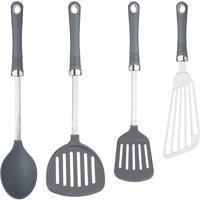 KitchenCraft 4pc Professional Kitchen Utensil Set with Soft Grip Handles in Grey