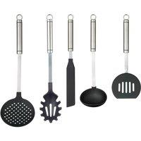 KitchenCraft Set of 5 Professional Non-Stick Kitchen Utensils, Stainless Steel in Black