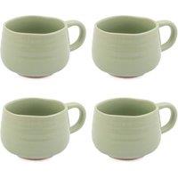 Jamie Oliver Big Love Cosy Cuppa, Stoneware, Green, Set of 4 in Light Green