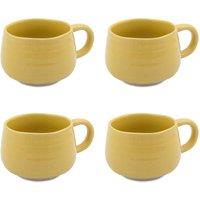 Jamie Oliver Big Love Cosy Cuppa, Stoneware, Yellow, Set of 4 in Yellow