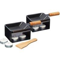 Artesa Set of 2 Raclette Pans with Burner Stands in Dark Grey