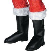 Shatchi Christmas Boot Party Fancy Dress Costume Accessories Santa Clause Shoe Black Covers Tops Outfit Unisex