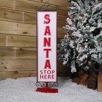Samuel Alexander 86cm Red & White Santa Stop Here Sign Christmas Decoration