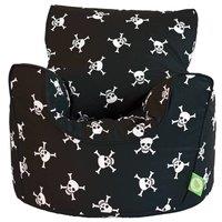 Bean Lazy Cotton Black Pirate Skull & Cross Bones Bean Bag Arm Chair with Beans Child / Teen size | Size: Large