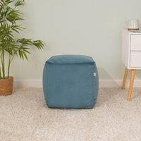 rucomfy Beanbags rucomfy Velvet Cube Bean Bag Pouffe - Soft Stylish Footstool in Teal