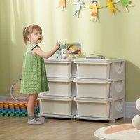 HOMCOM Kids 3 Tier Storage Unit Toy Storage Organiser Vertical Dresser Tower in White