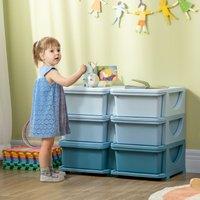 HOMCOM Kids 3 Tier Storage Unit Toy Storage Organiser Vertical Dresser Tower in Blue
