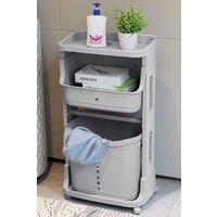 Living and Home 3-Tier Detachable Laundry Basket Fruit Vegetable Storage Rack Kitchen Trolley Cart with Wheels in Grey