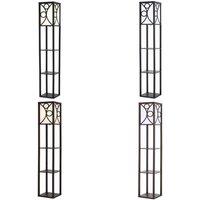 Contemporary Floor Lamp with Wooden Shelf in Black