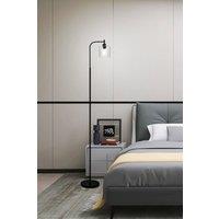 Modern Black Industrial Floor Lamp with Glass Shade