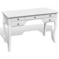 Berkfield Home Wooden French Desk with Curved Legs & 5 Drawers in White