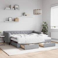 Berkfield Home Daybed with Trundle & Drawers Light Grey 90x190 cm Fabric