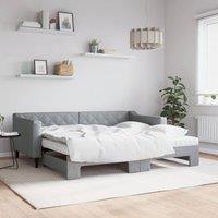 Berkfield Home Daybed with Trundle & Mattresses Light Grey 90x190 cm Fabric