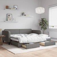 Berkfield Home Daybed with Trundle & Drawers Dark Grey 90x190 cm Fabric