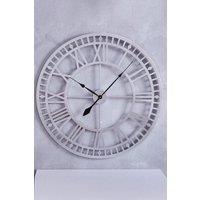 Living and Home 80cm Dia Silver Roman Numerals Metal Wall Clock