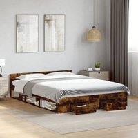 Berkfield Home Bed Frame with Drawers without Mattress Smoked Oak 150x200 cm King Size in Brown