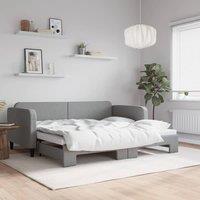 Berkfield Home Daybed with Trundle Light Grey 90x190 cm Fabric