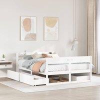 Berkfield Home Bed Frame without Mattress White 135x190 cm Double Solid Wood Pine