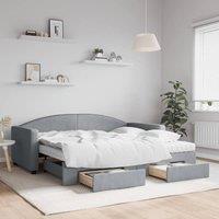 Berkfield Home Daybed with Trundle & Drawers Light Grey 90x190 cm Fabric