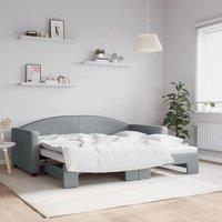 Berkfield Home Daybed with Trundle Light Grey 90x190 cm Fabric