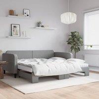 Berkfield Home Daybed with Trundle & Mattresses Light Grey 90x190 cm Fabric