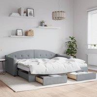 Berkfield Home Daybed with Trundle & Drawers Dark Grey 90x190 cm Fabric