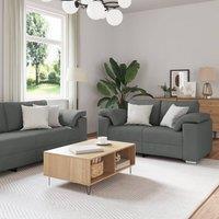 Berkfield Home 3-Piece Sofa Set with Cushions in Dark Grey Fabric