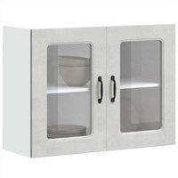 Berkfield Home Kitchen Wall Cabinet with Glass Door Kalmar Concrete Grey Engineered Wood