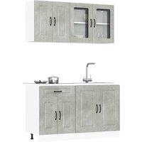 Berkfield Home 4 Piece Kitchen Cabinet Set Kalmar Concrete Grey Engineered Wood