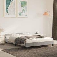 Berkfield Home Bed Frame with Headboard Light Grey 135x190cm Double Velvet