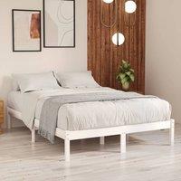 Berkfield Home Bed Frame White Solid Wood 135x190 cm Double