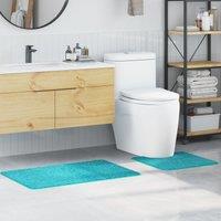 Berkfield Home 2 Piece Bath Mat Set Turquoise Polypropylen Non-Slip | Size: Medium