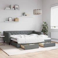 Berkfield Home Daybed with Trundle & Drawers Dark Grey 90x190 cm Fabric