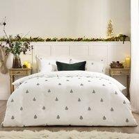 Wylder Winter Forest 100% Cotton Embroidered Duvet Cover Set in White | Size: Single