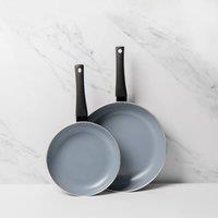 MasterClass Set of 2 Non-Stick Aluminium Frying Pans, 24cm, 30cm in Black