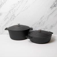 MasterClass 2pc Cast Aluminium Casserole Dish Set, Black, 4L & 5L in Grey