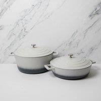 MasterClass 2pc Cast Aluminium Casserole Dish Set, Grey Ombre, 4L & 5L in White