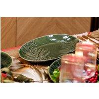 Mikasa Jardin Set of 2 Oval Stoneware Green Serving Platters 36cm in Dark Green