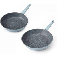 MasterClass Set of 2 Sky Blue Non-Stick Cast Aluminium Frying Pans in Baby Blue