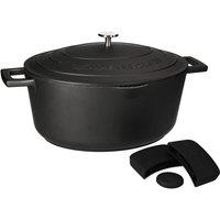 MasterClass Large Cast Aluminium Casserole Dish with Handle Covers, Black, 5L in Black