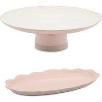 Jamie Oliver Set of 2 Big Love Platter & Cake Stand in Baby Pink