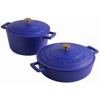MasterClass 2pc Cast Aluminium Casserole Dish Set, Electric Blue, 2.5L, 4L in Dark Blue